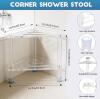 Cutora Acrylic Corner Shower Stool, 2-Tier, Non-Slip Feet, 14.7"x10.7"x14.3", Clear, - 2