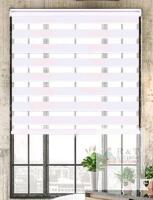 Zebra Roller Blind 38"x72" White Light Filtering Polyester with Manual Chain, Inside/Outside Mount