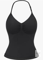 YEOREO WBX1988 Women's Halter Athletic Tank Top, Size S, Black, Built-in Bra