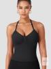 YEOREO WBX1988 Women's Halter Athletic Tank Top, Size S, Black, Built-in Bra - 2