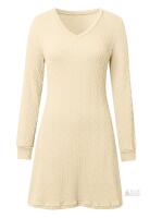 New Size SMALL Women's V Neck A Line Lightweight Knit Sweater Dress With Pockets