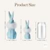 NEW IN BOX DECONATION 2PCS Easter Bunny Figurine Decoration, Blue Ceramic Rabbit Statues with White Fluff on Neck, Porcelain Bunnies - 3