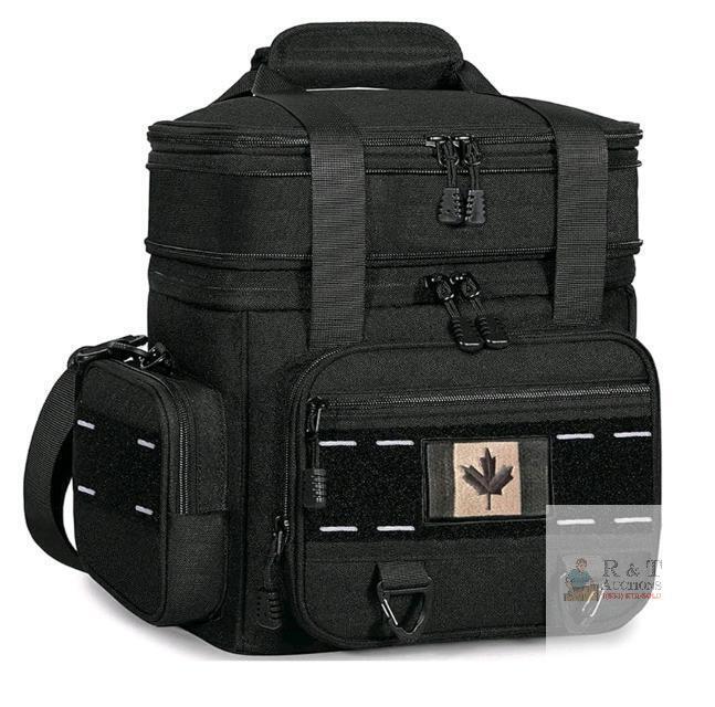 Expandable Tactical Insulated Lunch Bag, 16L Capacity, Black, Heavy-Duty 900D Oxford Fabric