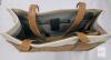 Large Beige Canvas Tote Bag with Leather Handles, Two Compartments, Center Zip Pocket, 15"x17x5" - 3