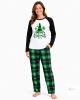 New Size XL Women's Christmas Pajamas Green Plaid with Black Collar