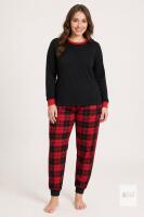 New Size Large Women&rsquo;s 2-Piece Christmas Pajama Set, &ndash; Black & Red Plaid