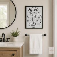 New Framed Humorous Toothpaste & Toilet Paper Bathroom Wall Art, 11&Prime; &times; 13&frac34;&Prime;