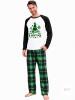 New Size L Men's Christmas Pajamas Green Plaid with Black Collar