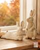 New in box: Pair of Rustic Beige Rabbit Figurines &ndash; Sitting & Reclining Home D&eacute;cor
