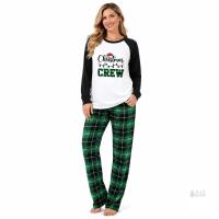 New Size SM Women's Christmas Pajamas Green Plaid with Black Collar