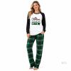 New Size SM Women's Christmas Pajamas Green Plaid with Black Collar
