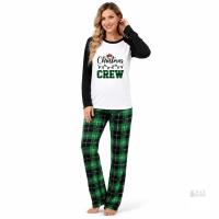 New Size LG Women's Christmas Pajamas Green Plaid with Black Collar