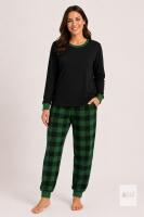 New Size MED Women's Christmas Pajamas Green Collar- Plaid