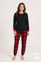 New Size SM Women&rsquo;s 2-Piece Christmas Pajama Set, &ndash; Black & Red Plaid