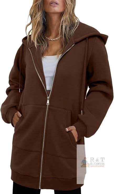 New Size Small KISSMODA Womens Casual Long Hoodie Zip Up Jacket Sweater Top Winter Cloth