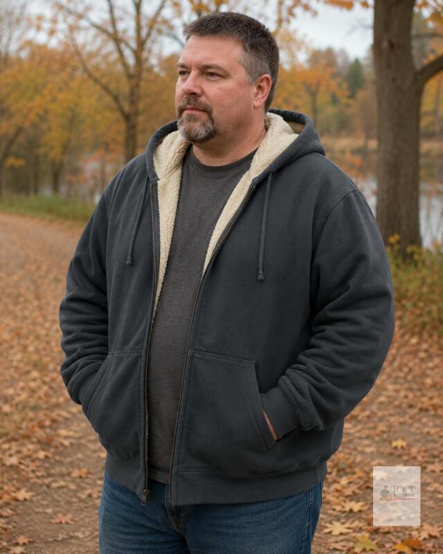 New 3XL NEW Sherpa-Lined Full-Zip Hoodie
