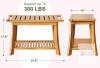 NEW Bamboo Shower Bench with Shelf & Towel Rack, 23.6"x14"x17.9", 300 lb Weight Capacity, Indoor/Outdoor - 2
