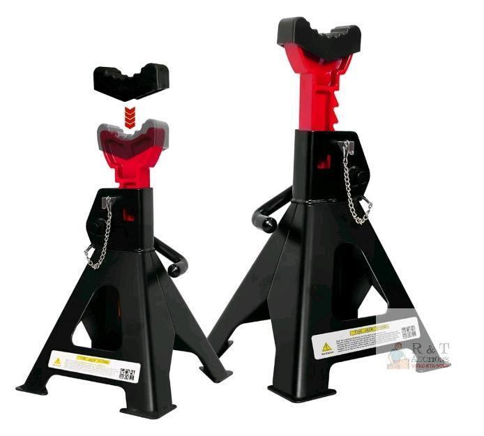 New 6-Ton Jack Stands, 23 5/8" Max Height, Ratchet Lock, Steel Construction
