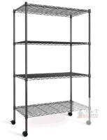 NEW Seville Classics 4-Tier Steel Wire Shelving Unit with Wheels, 36" x 14" x 56.5", Black