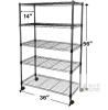 NEW Seville Classics 4-Tier Steel Wire Shelving Unit with Wheels, 36" x 14" x 56.5", Black - 2