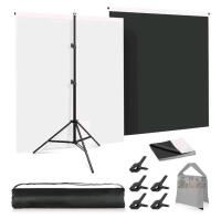 NEW Photography Backdrop Stand Kit, 5x6.5ft, Black & White Backdrops, Adjustable 6.5ft Stand, Clamps, Bags