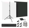 NEW Photography Backdrop Stand Kit, 5x6.5ft, Black & White Backdrops, Adjustable 6.5ft Stand, Clamps, Bags
