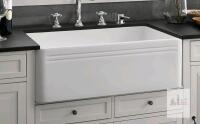 NEW Swiss Madison Ceramic Farmhouse Kitchen Sink with Grid Accessory - White, Glossy Finish