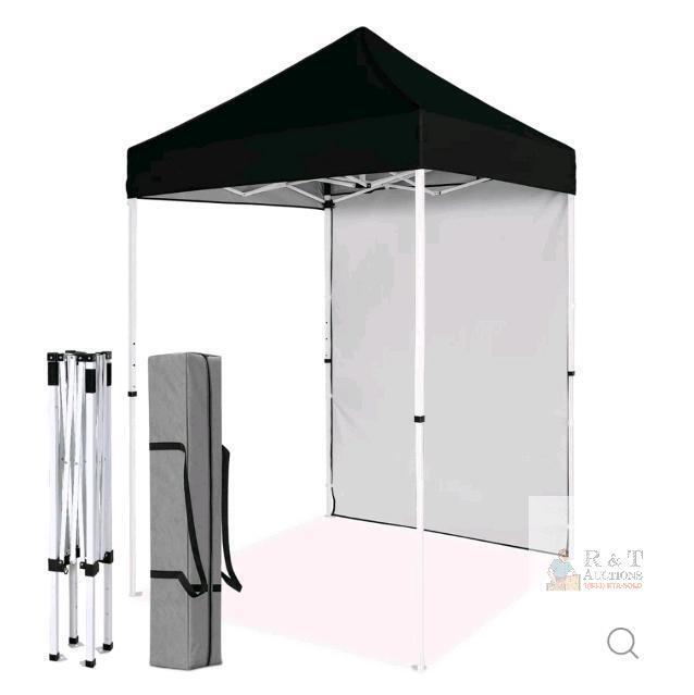 COOS BAY 5x5 Outdoor Portable Canopy Pop-Up Gazebo - Black/White, Steel Frame