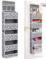 Brabtod 5-Shelf Over-Door Organizer for Pet Toys, Split Design, Bone Paw Print, 58.4"x14.9"