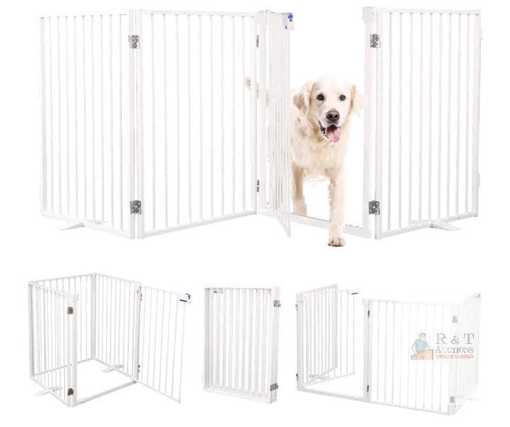 NEW Urrg&iuml;s YEG1 Freestanding Pet Gate, 32" H x 96" W, 4-Panel, White Metal