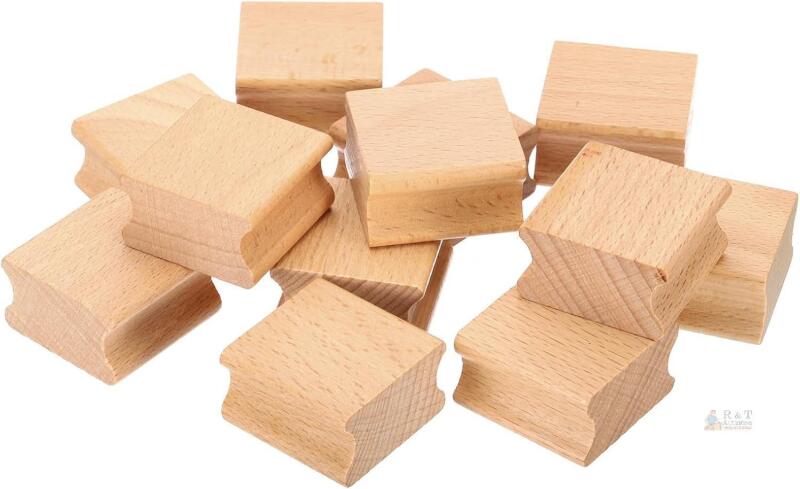 New 35x35mm Blank Wood Rubber Stamp Mounts, 24 Pack Wooden Rubber Stamp Handle Hard Wooden Blocks for Stamp Making DIY Crafting Style 2, Brown