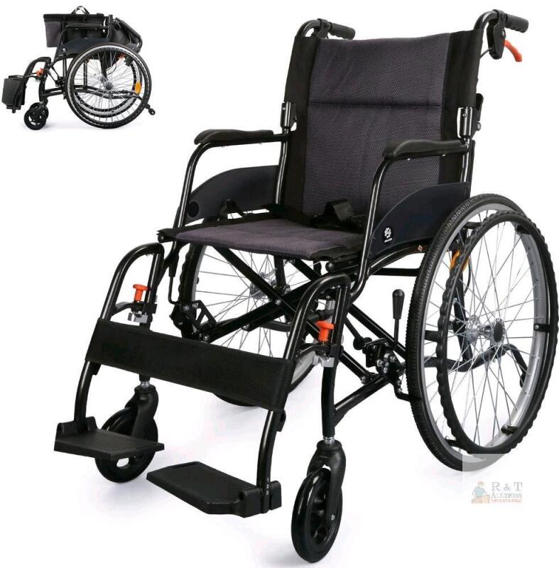 NEW WHLICKS Self-Propelled Wheelchair, 25 lbs, Foldable, 18" Seat, Aluminum Frame, Hand Brakes,