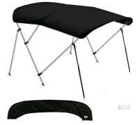 NEW 3-Bow Bimini Top Boat Cover, 6' x 46" x 54"-60", Aluminum Frame, Black, Quick Release, Boot
