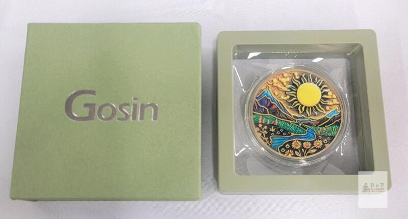 Gosin 24K Gold-Plated AA Third Step Prayer Medallion with Enamel Design