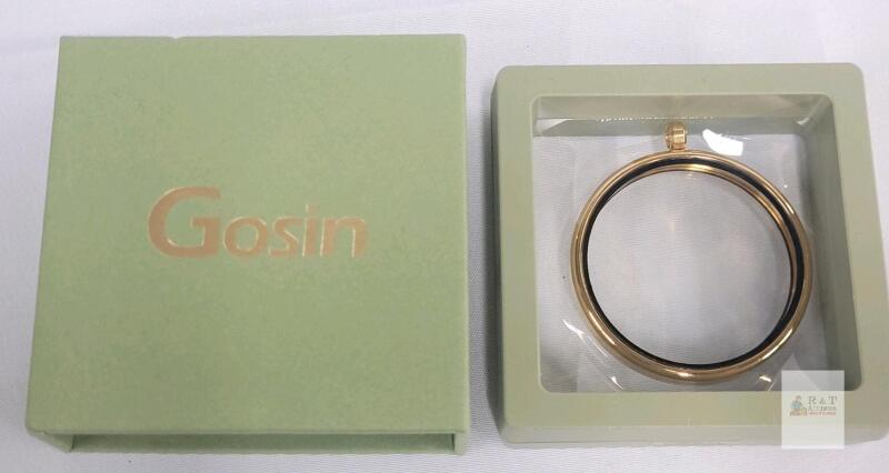 Gosin gold-tone round glass floating memory locket pendant, boxed