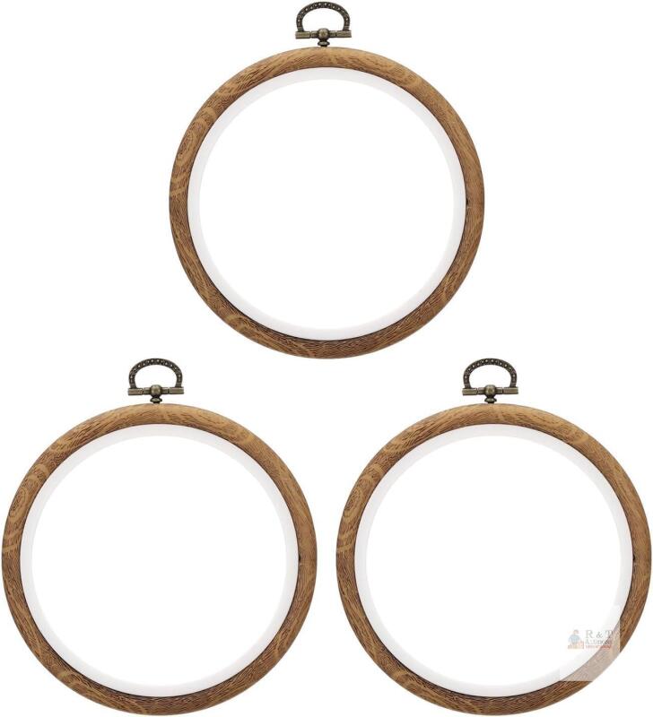 New PATIKIL 5inch Embroidery Hoops, 3Pieces Imitated Wood Circle Frame Cross Stitch Hoop Ring