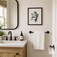 New Framed Black & White Frog Bathroom Wall Art, 9&frac14;&Prime; &times; 11&frac14;&Prime;