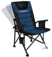 NEW SUPERRELLA Reclining Folding Camping Chair, 300 lb Capacity, Steel Frame, 24" Wide, Cup Holder, Bag
