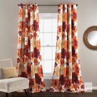 New Lush Decor Leah Floral Insulated Grommet, 52" W x 84" L, Red & Orange Size:52W x 84L inch (2 Panels)