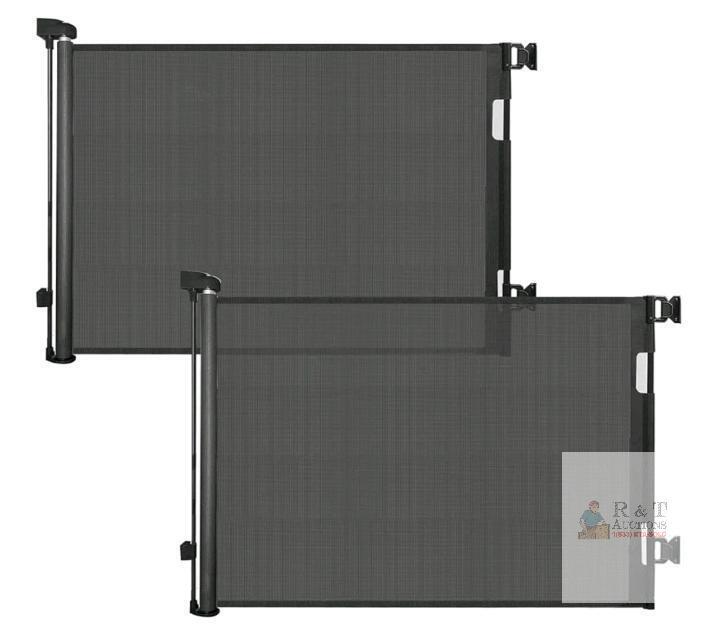 NEW Retractable Mesh Safety Gates, Black, Wall-Mounted, 55"x33", Set of 2, Child/Pet Barrier
