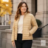New Large Khaki Lightweight Quilted Packable Down Jacket- Retails $167