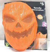 6 ft Hanging Halloween Decoration with Jack-o'-Lantern Face, Lightweight Fabric, Ready to Hang
