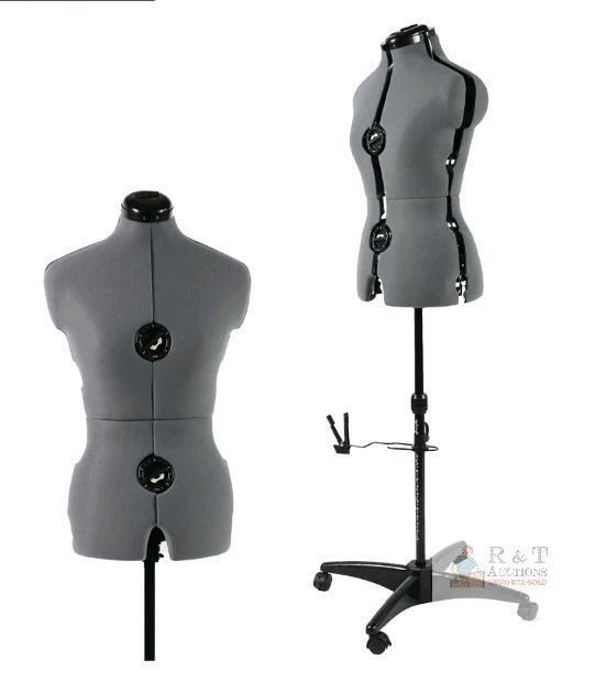 Gray Female Adjustable Dress Form, Size 6&ndash;14, Pinnable, 13 Dials, Rolling Base, Height 42.5&ndash;60"
