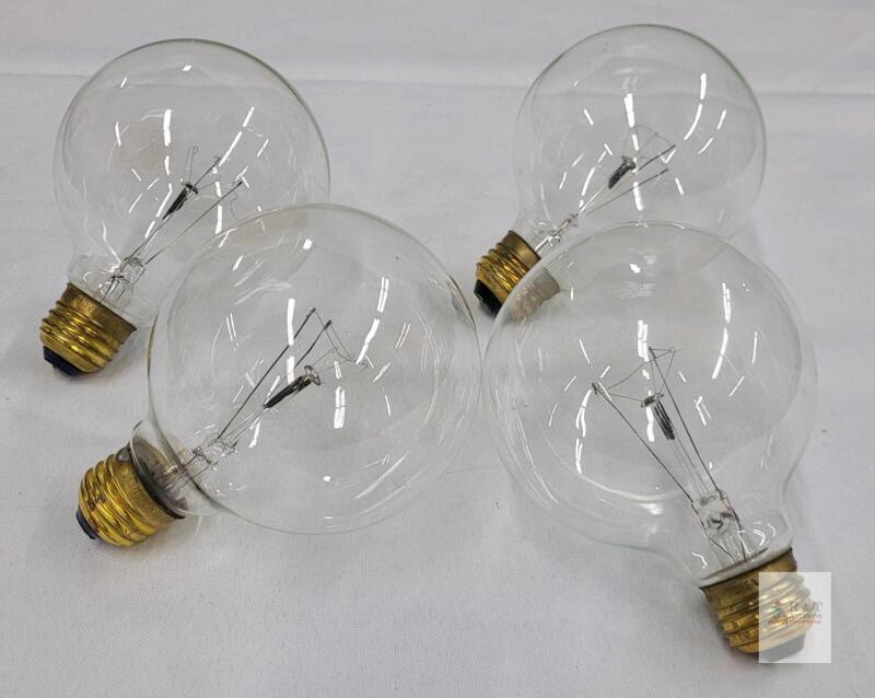 40W G40 Clear Incandescent Light Bulbs, E26 Base, 2700K, 4-Pack