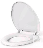White Slow-Close Round Toilet Seat with Quick-Release Hinges