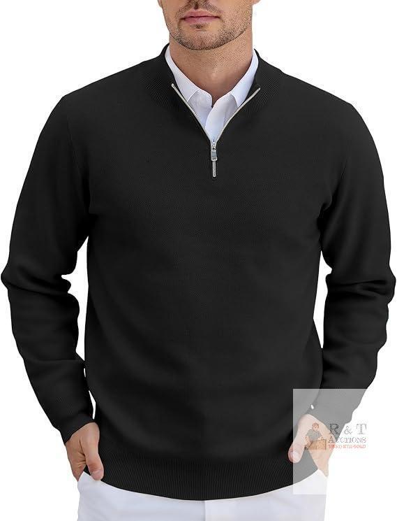 New XXL COOFANDY Men's Quarter Zip Up Pullover Lightweight Mock Neck Sweatshirt Casual