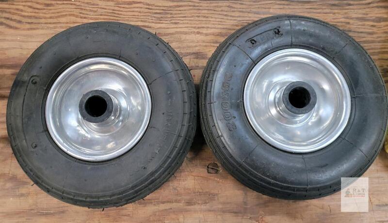 NEW Pair 200x50 (8"x2") Pneumatic Wheels with Steel Rims, Schrader Valve, 35 PSI, for Scooter/Cart