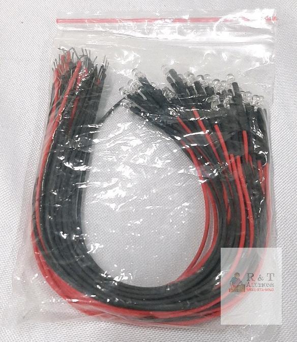 NEW 3mm Prewired LED Lights, 30 Pieces, Model s24052300ux4313, 12V DC, 20mA, 6,000-7,000 mcd