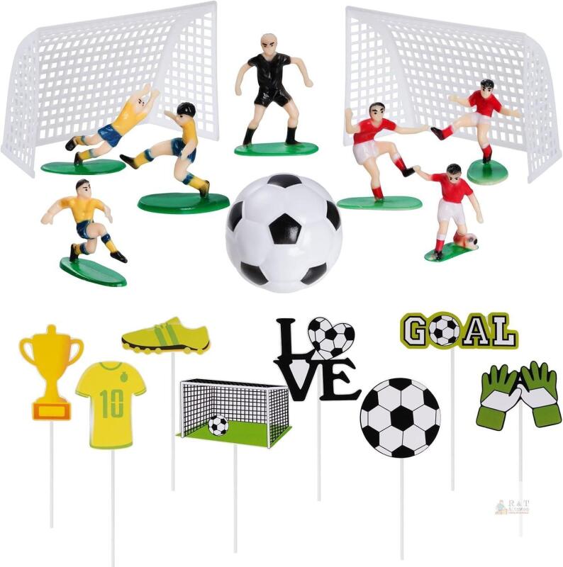 NEW Soccer Cake Topper Decoration for Soccer Birthday Party Decorations | 18 Pieces Soccer Cake Topper Set-Soccer Ball Cupcake Topper,