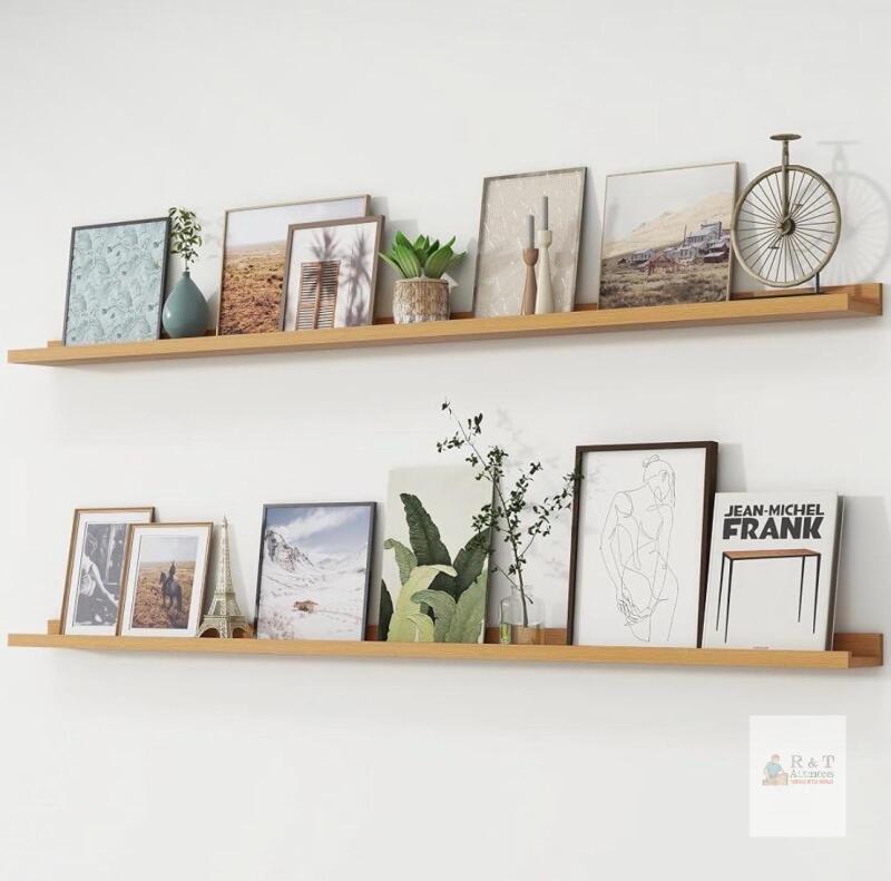 NEW FLYJOE YGK1 72" Floating Wall Shelves (Set of 2), Natural Oak, 66 lbs Capacity, Pre-drilled, MDF